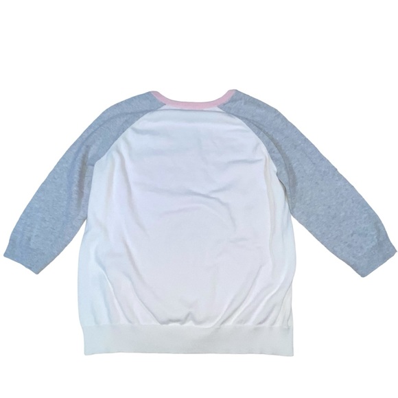 Lands’ End Pink Gray White Raglan Lightweight Knit Top - Women’s Medium 10-12 - Picture 6 of 10